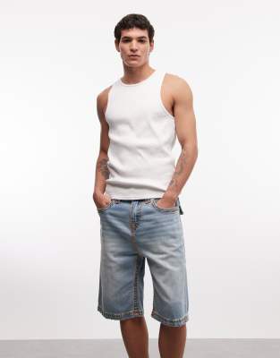 True Religion Vinny Super T Flap Denim Shorts In Blue