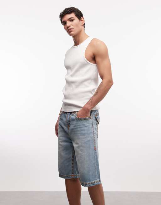 True Religion Vinny Super T baggy shorts in medium wash blue, 3 of 5
