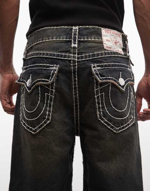True Religion - Vinny Super T - Distressed short in bruin met donkere wassing, 4 van 5