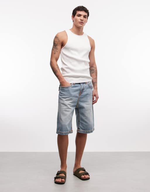 True Religion - Vinny Super T - Mellemvasket blå posede shorts, 2 af 5