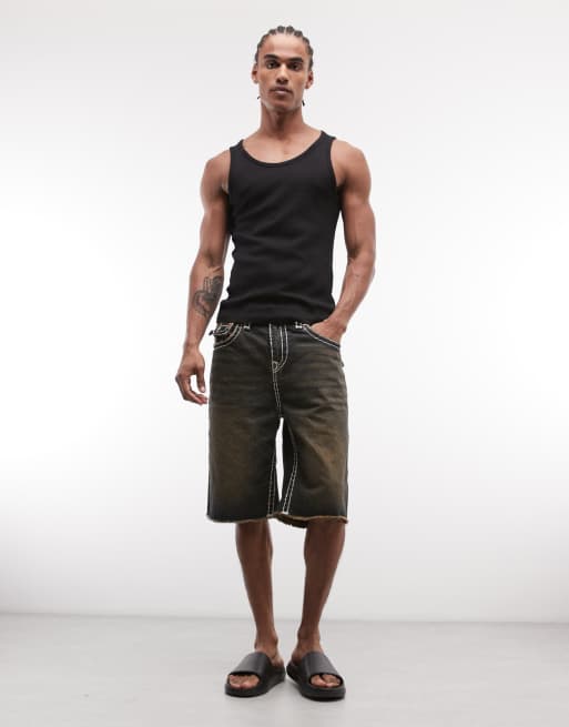 True Religion - Vinny Super T - Mørkebrune forvaskede shorts med sliddetaljer, 2 af 5