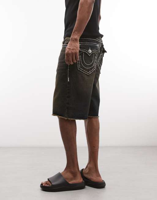 True Religion - Vinny Super T - Mørkebrune forvaskede shorts med sliddetaljer, 5 af 5