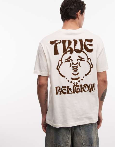 True Religion – Vit t-shirt med Buddha-tryck och logga - view 1