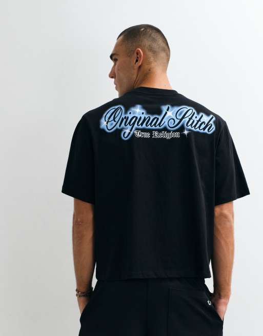 True Religion xl kristalllogga boxig t-shirt-set i svart, 5 av 5
