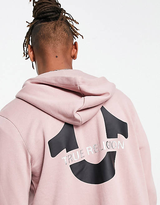 True Religion zip up hoodie in pink | ASOS