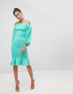balloon sleeve bodycon dress