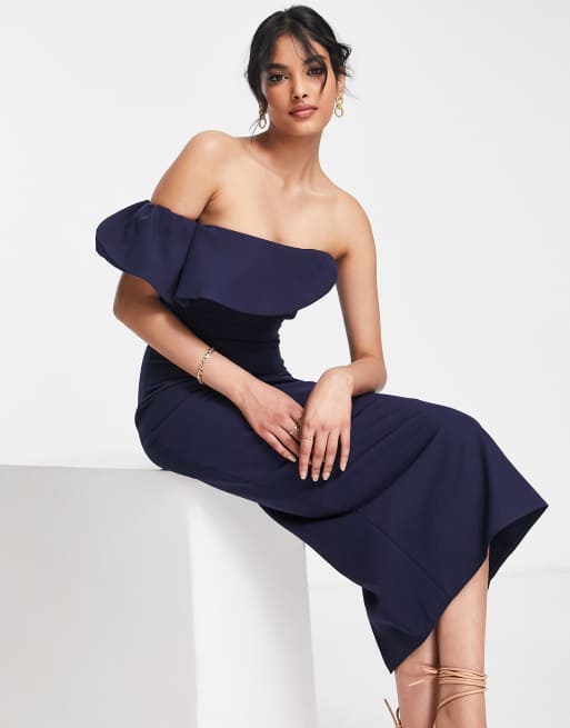 True violet bandeau shop midi dress with frill