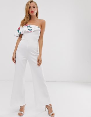 True Violet  Trägerloser Jumpsuit mit Rüsche Mehrfarbig