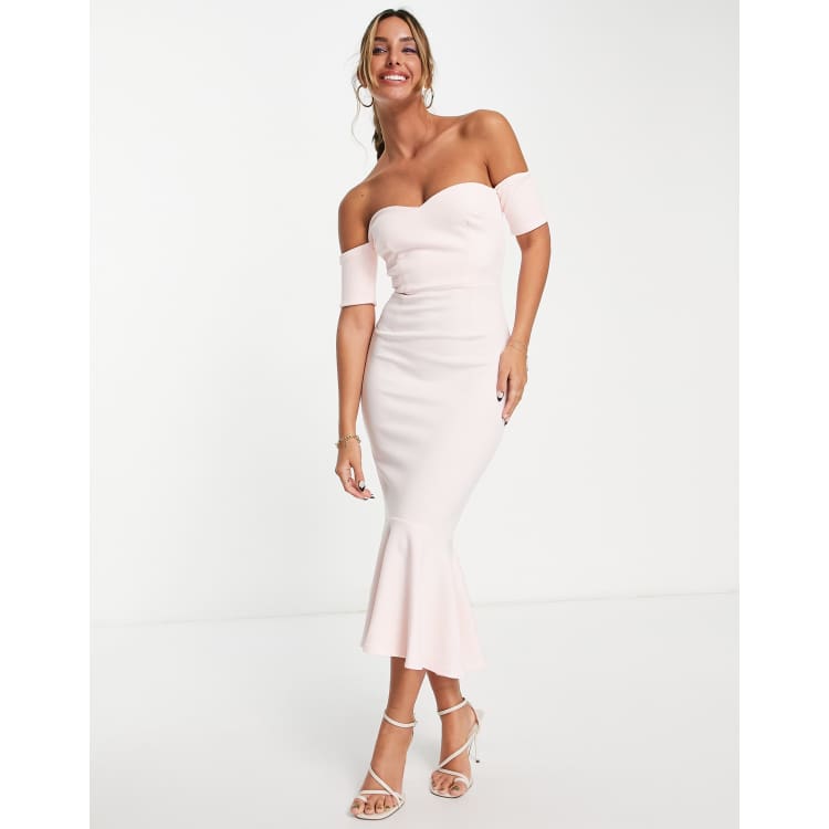 Missguided bardot store fishtail midi dress