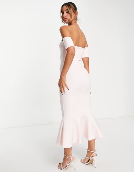 Pink fishtail hotsell midi dress