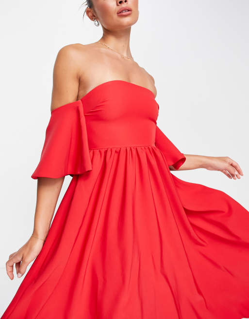 Strapless red skater outlet dress