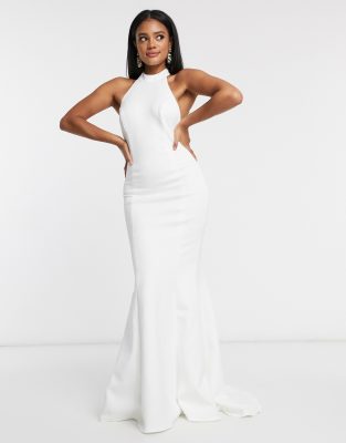 halter neck fishtail maxi dress