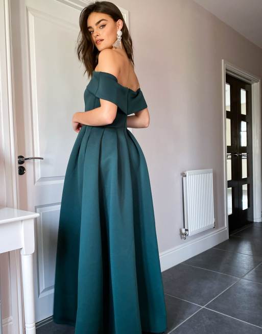 Green maxi hot sale prom dress