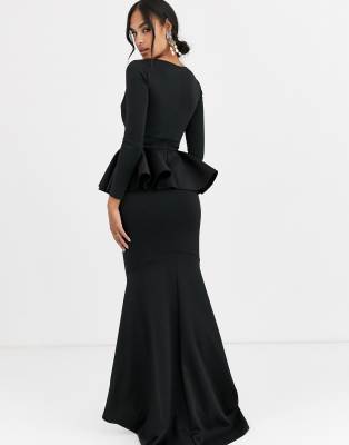 black peplum gown