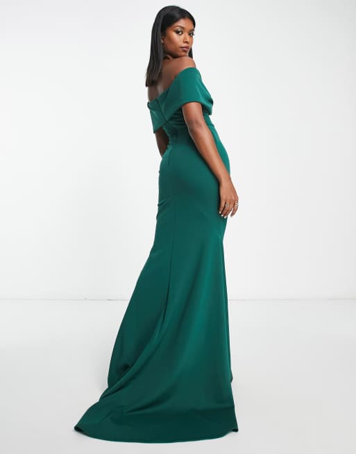 Off shoulder 2025 fishtail maxi dress