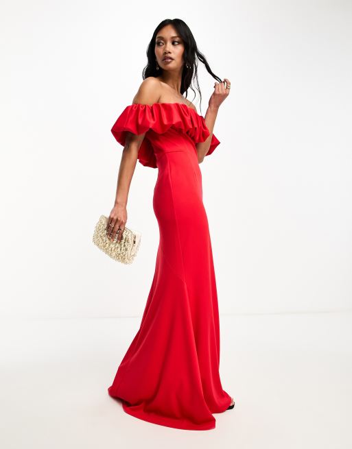 Off the shoulder 2025 fishtail maxi dress