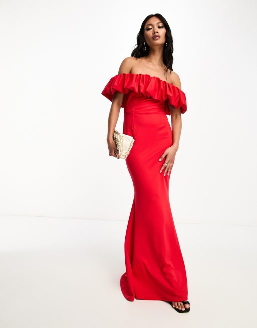 Fishtail maxi dress top red