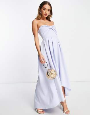 True Violet Bow Front High Low Midi Dress In Powder Blue ModeSens