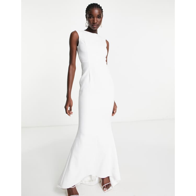 True Violet Bridal cap sleeve backless maxi dress in ivory | ASOS
