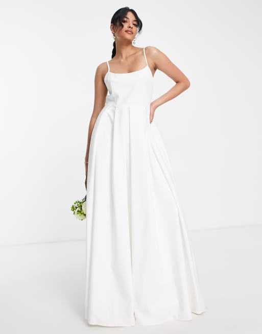 True Violet Bridal corset prom gown with pockets in ivory | ASOS