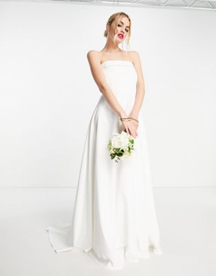 True Violet Bridal folded bandeau maxi dress in ivory - ASOS Price Checker