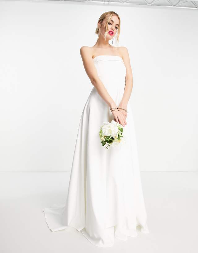 True Violet Bridal folded bandeau maxi dress in ivory