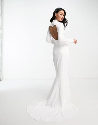 True Violet Bridal heart cut-out backless maxi dress in ivory - ASOS Price Checker