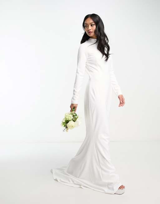 True Violet Bridal heart cut-out backless maxi dress in ivory | ASOS