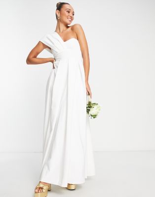 True Violet Bridal one shoulder maxi gown in ivory