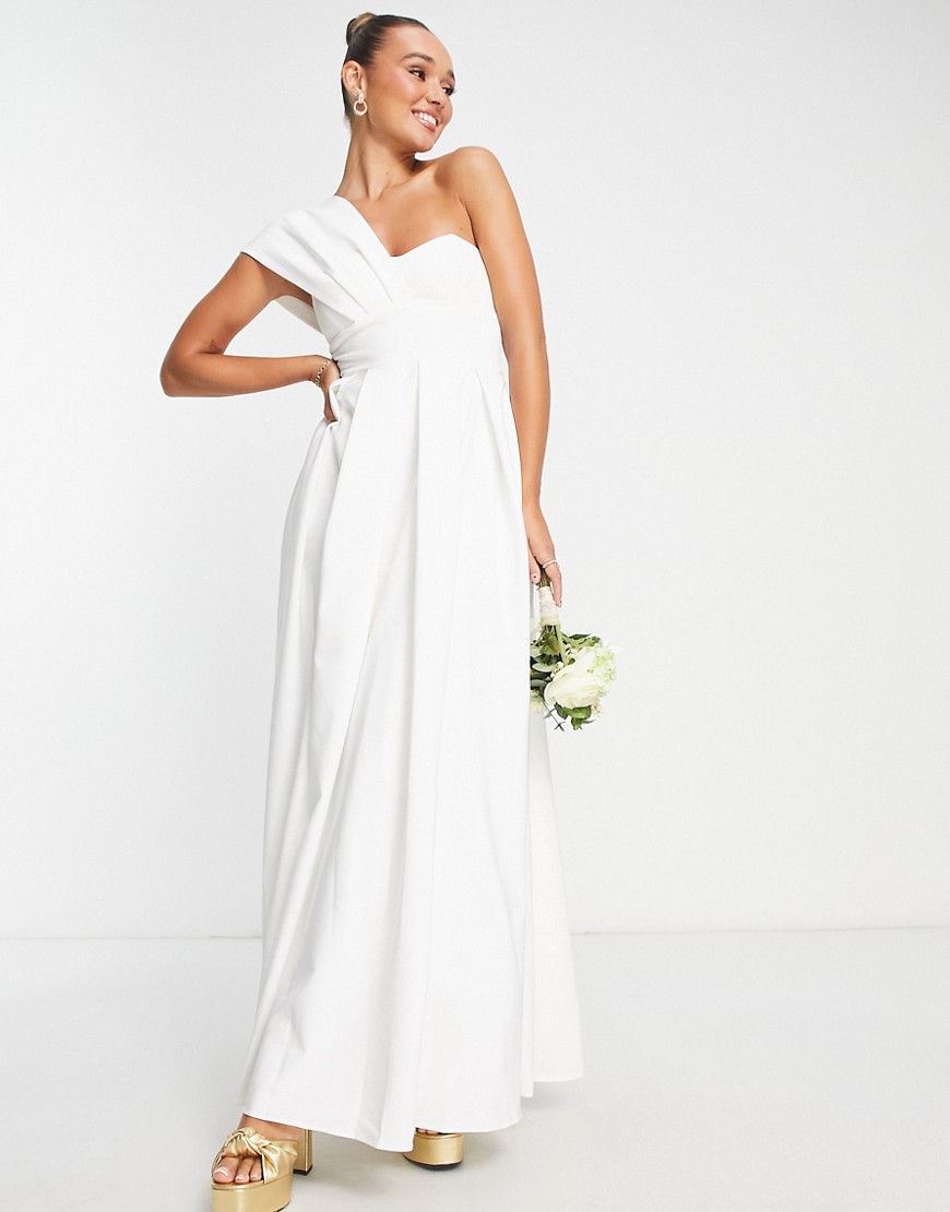 True Violet Bridal one shoulder maxi gown in ivory-White