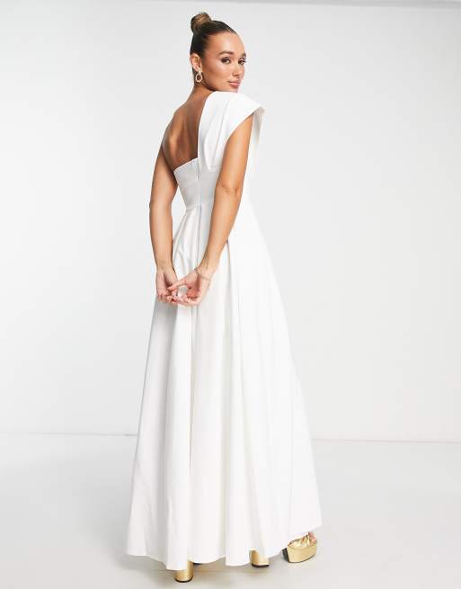 True Violet Bridal one shoulder maxi gown in ivory ASOS