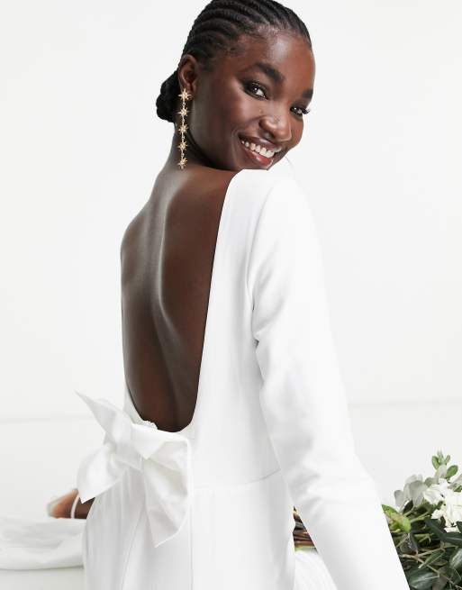 True Violet Bridal open back bow maxi dress in ivory ASOS