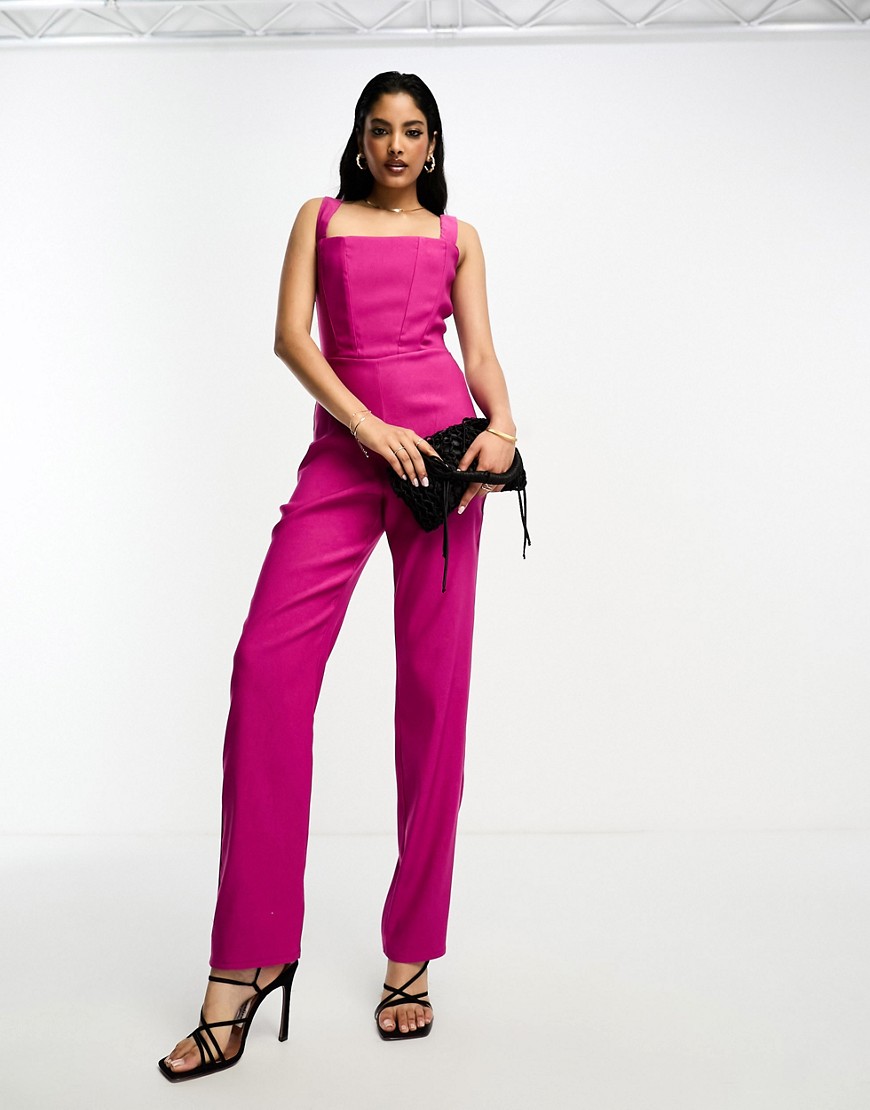 corset jumpsuit in fuchsia-Pink
