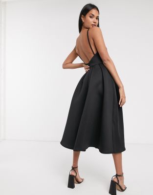 black formal midi dress
