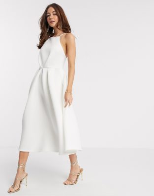 asos white backless dress