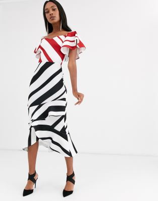 bardot multi stripe dress