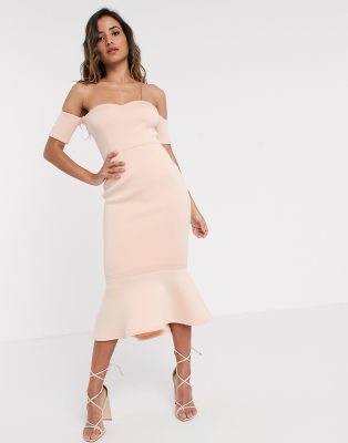 blush pink bardot dress