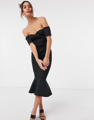 black bardot peplum dress