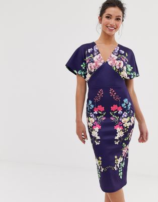 True Violet exclusive kimono sleeves bodycon dress-Multi