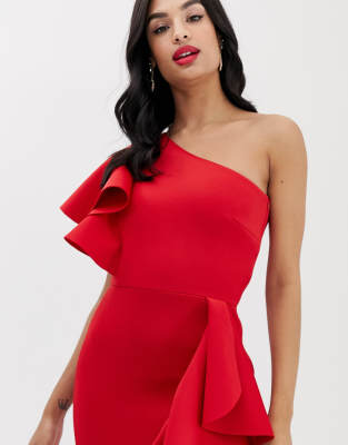 asos red frill dress