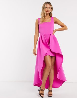 hot pink high low dress