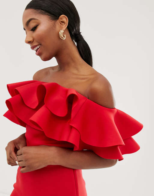 True Violet – Exklusives, rotes Minikleid mit auffälligem Rüschenbesatz, 3 von 4