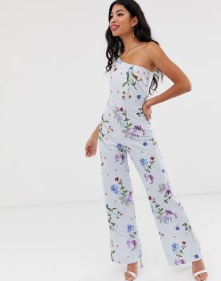 purple one shoulder jumpsuit