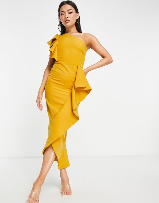 Frill bodycon shop midi dress