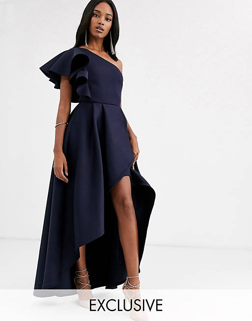 True Violet one high low prom maxi dress in navy | ASOS
