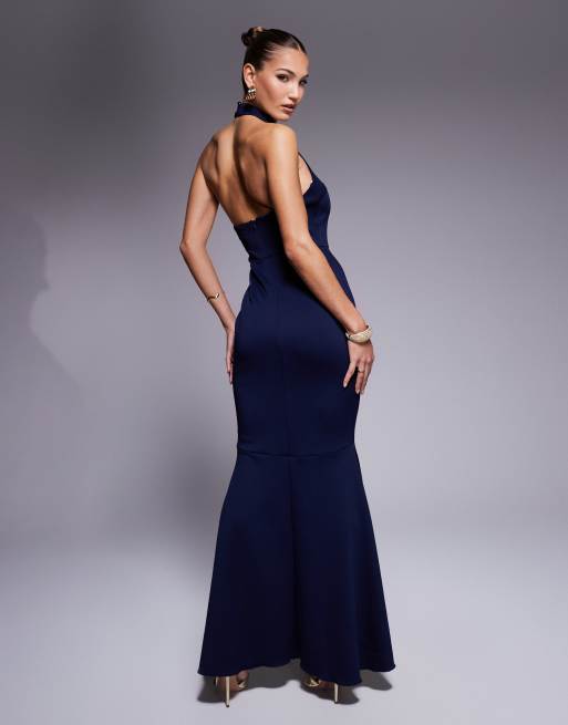 Halterneck Fishtail Maxi Gown