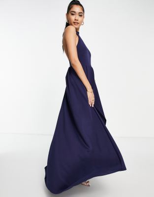 navy high low bridesmaid dress