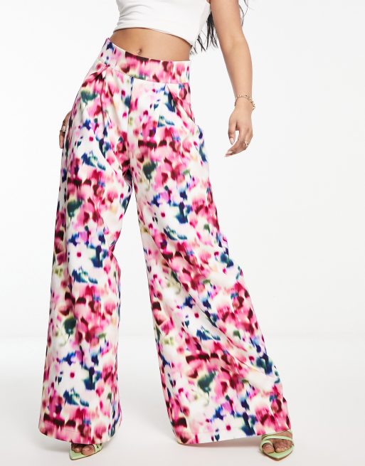 ASOS DESIGN high rise wide leg pants in stone