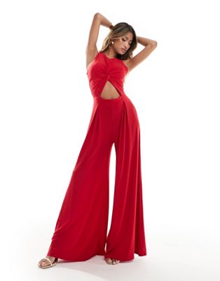 True Violet knot jumpsuit in red