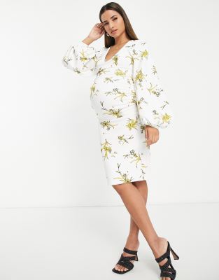 ivory floral maternity dress